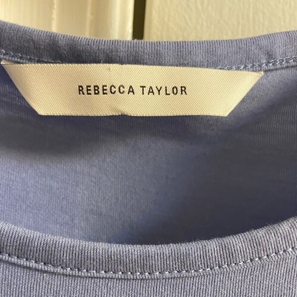 Rebecca Taylor Long Sleeve Top casual crewneck blue Medium - Picture 5 of 6